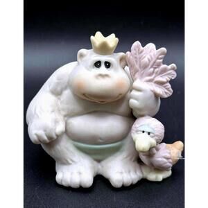 🌿Precious Moments Chubby Crown Beast 👑 w/ Leaf & Bird🐦